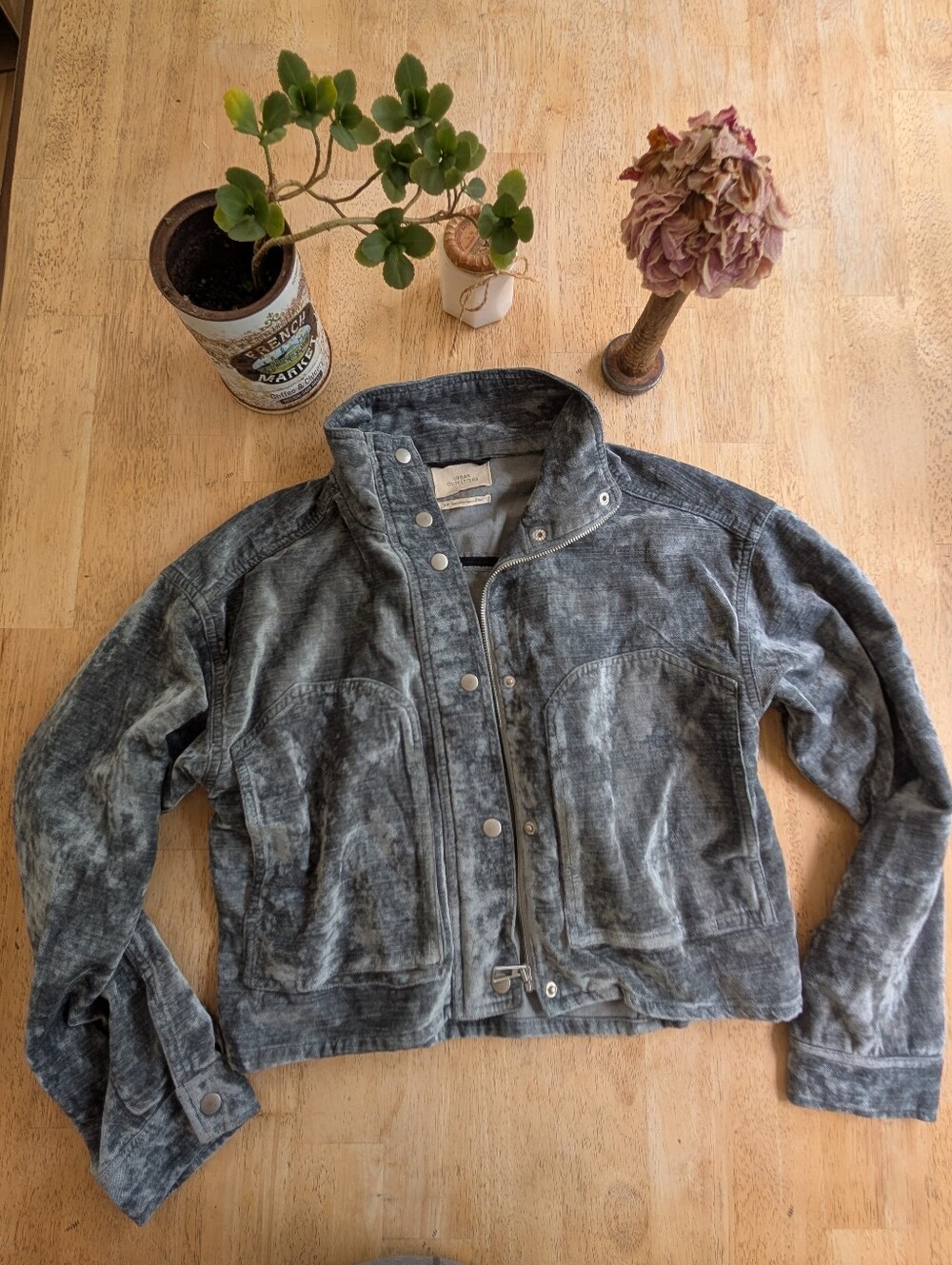 Urban Outfitters Blue Gray Silver Biker Moto Jacket